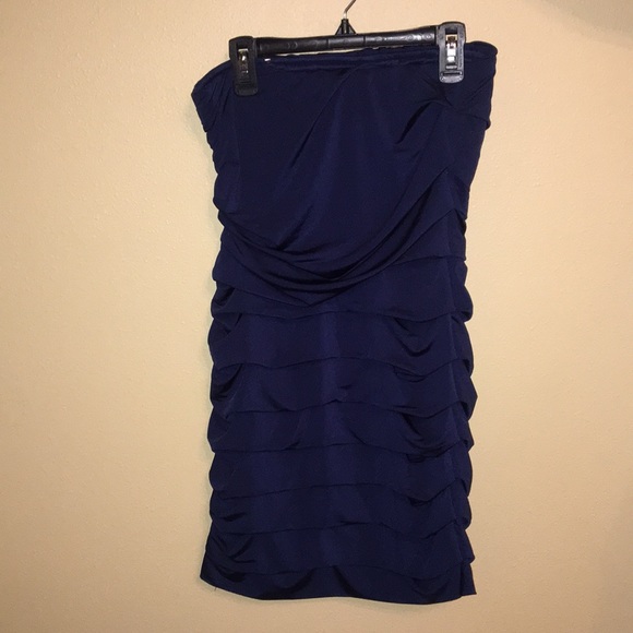 Navy Blue ruched strapless dress Speechless size S - Picture 2 of 3